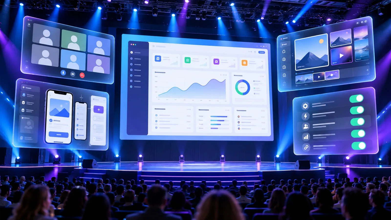 New GoHighLevel interface with meeting rooms, client portal app builder, and creator studio panels