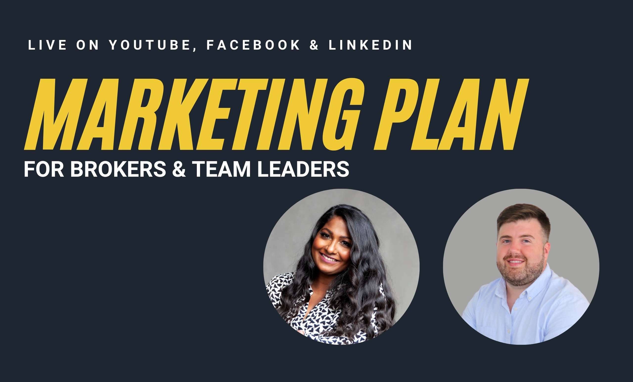 photo of Jacob Shireman an Tharmila Rajasingam on a YouTube live a talking about real estate marketing plan for team leaders and brokers